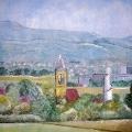 Ortsansicht Bempflingen/Pastell auf Holz